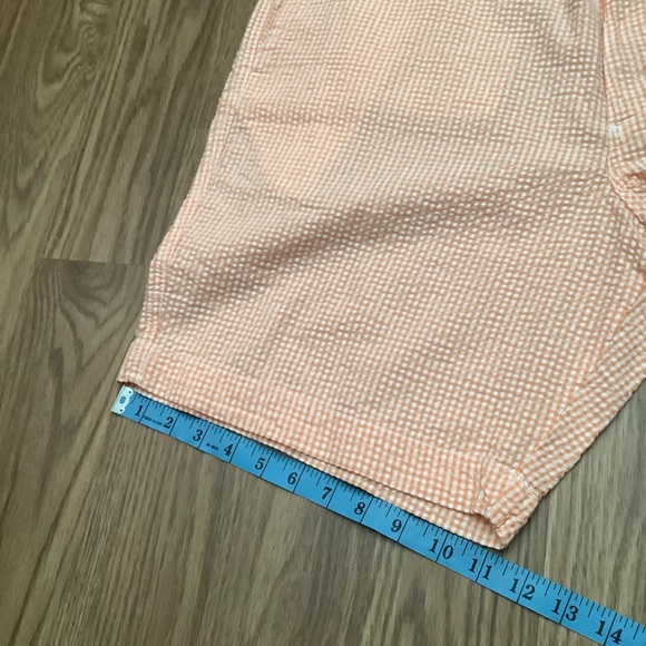 Chaps Mens Textured Plaid Shorts Size 38 Pockets Orange Flat Front - 8” Inseam - Picture 7 of 12